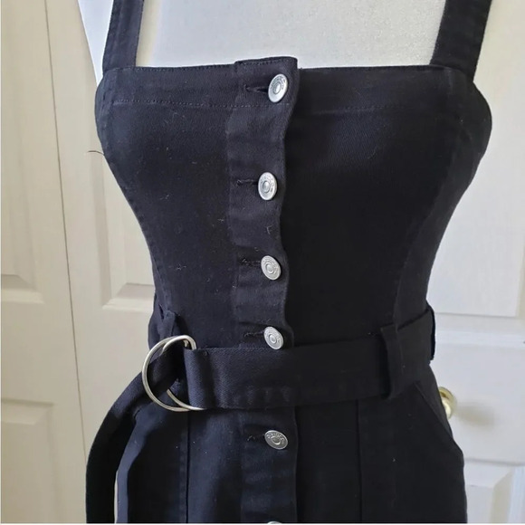 Divided H&M black denim dress size 4 - Picture 3 of 10